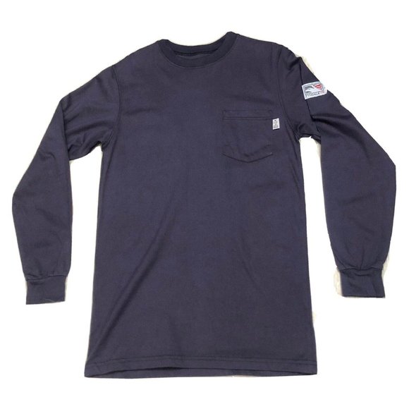 Tyndale Flame Resistant FR 8 Cal 2 Cat Navy Blue Long Sleeve Shirt Small USA - Picture 1 of 7